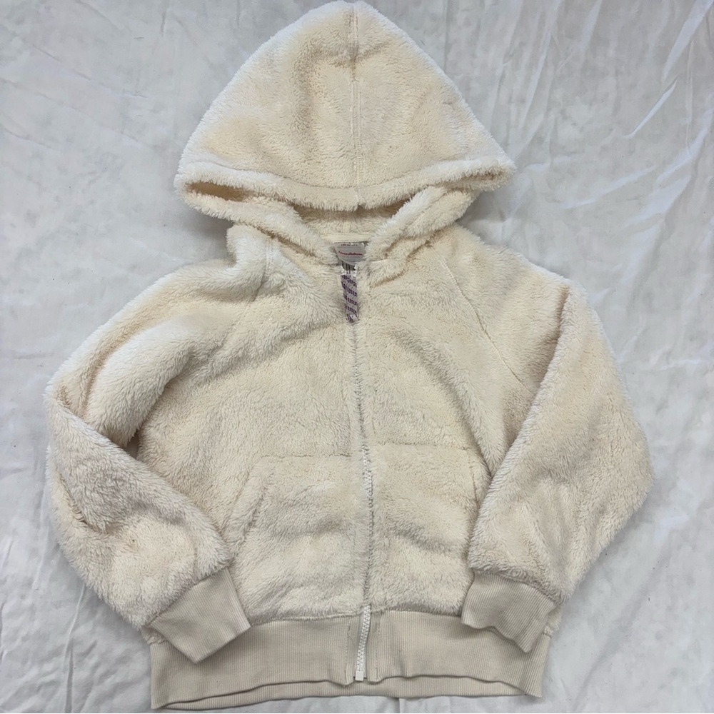 Hanna Kids Girls White Marshmallow Full Zip Hoodie Size 130/8 Soft Pockets